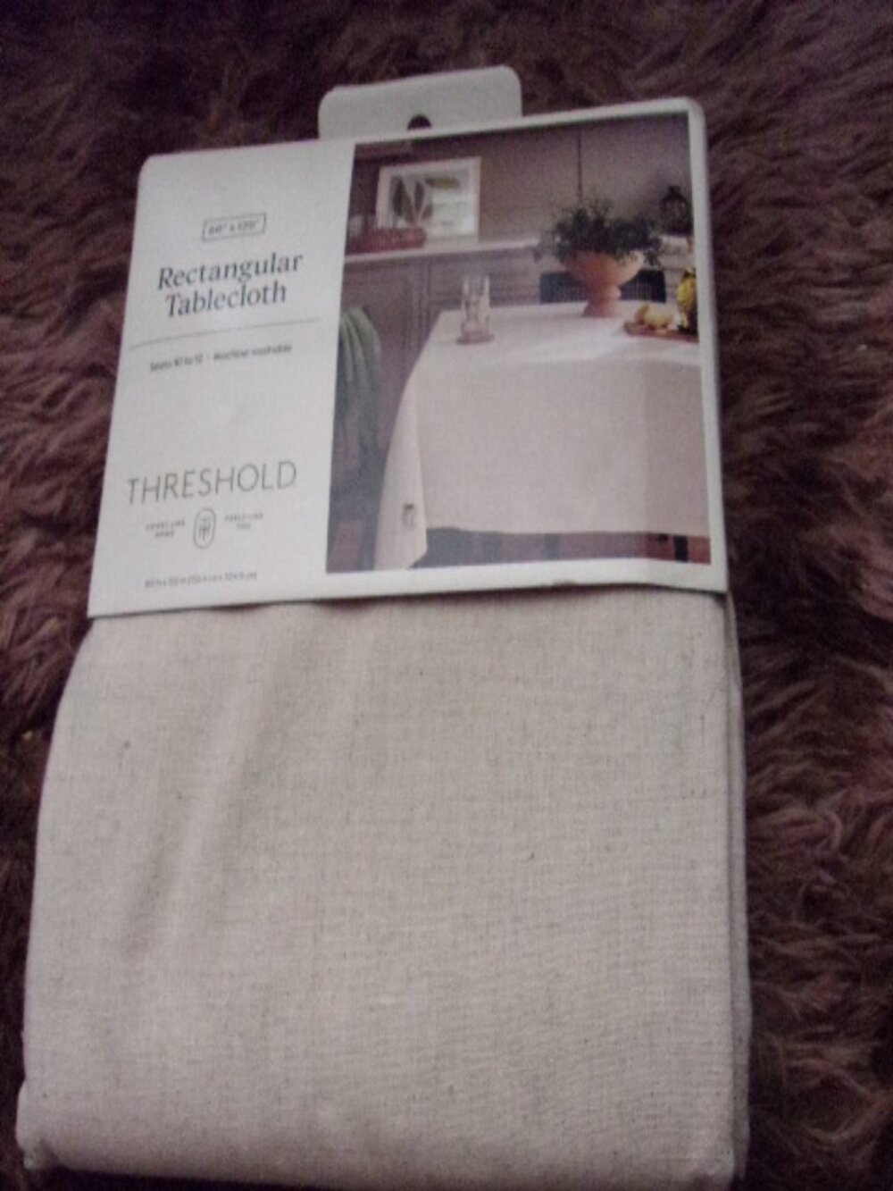 60"x120" Linen Blend Tablecloth Cream Threshold Modern Woven Rectangle New